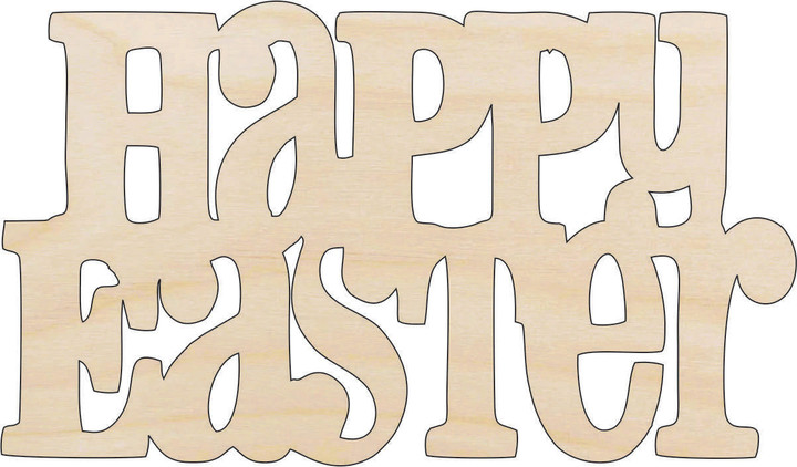 Word Happy Easter - Laser Cut Out Unfinished Wood Craft Shape