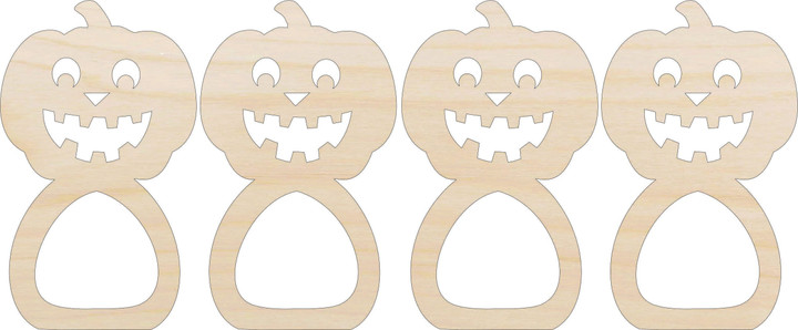 Napkin Rings Pumpkin Unfinished Laser Cut Wood Set Of 4