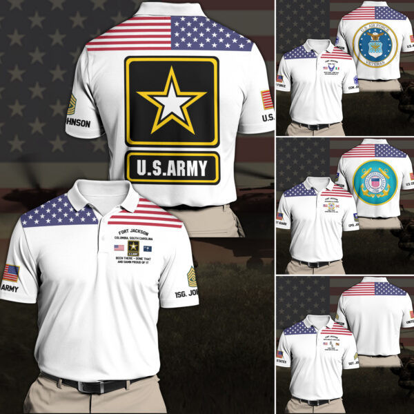 US Military Memorial Day Gifts, Custom US Military  Polo, Dad Gifts, Veteran military Gifts