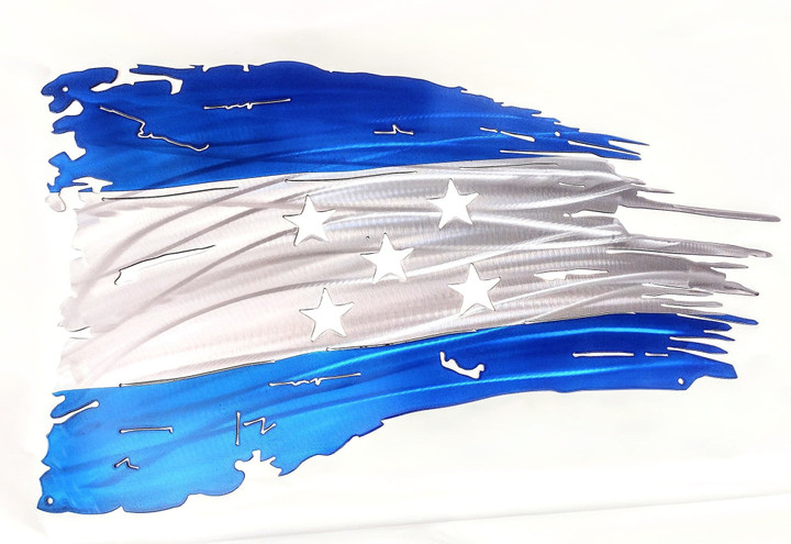 Tattered Honduras Flag Cut Metal Sign Home Decor Wall Art