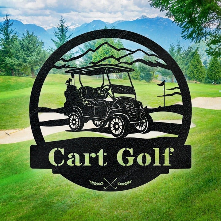 Golf Cart Custom Monogram Metal Sign, Wall Art Decor, Personalized Metal Sign, Personalized Name, Metal Name Sign, Kids Sign, Sports, Pga Laser Cut Metal Signs 12x12IN