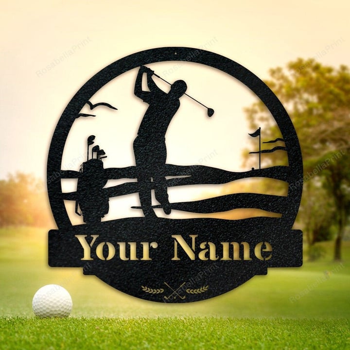 Men Golf Custom Monogram Metal Sign, Wall Art Decor, Personalized Metal Sign, Personalized Name, Metal Name Sign, Kids Sign, Sports, Pga Laser Cut Metal Signs 12x12IN