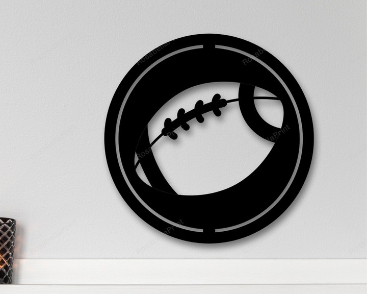 Metal Football Sign Metal Football Football Sign Birthday Present For Kid Football Sport Sign Gift For Him | Rosabella Print Cut Metal Sign 8x8in