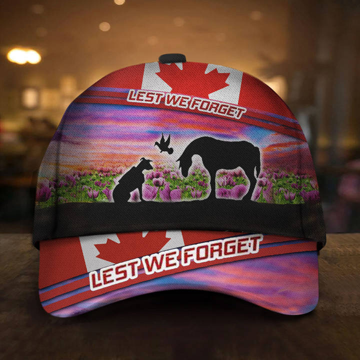 Animals Lest We Forget Canada Flag Hat Animals Sacrificed In War Memorial Day Hats For Mens Classic Cap