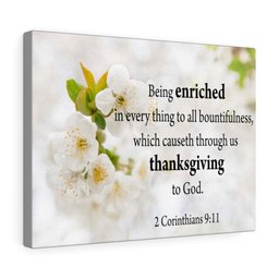 Scripture Canvas Thanksgiving to God 2 Corinthians 9:11 Christian Bible Verse Meaningful Framed Prints, Canvas Paintings Wrapped Canvas 8x10