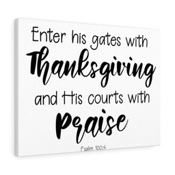 Scripture Canvas Thanksgiving Psalm 100:4 Christian Bible Verse Meaningful Framed Prints, Canvas Paintings Framed Matte Canvas 32x48