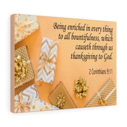 Scripture Canvas Thanksgiving to God 2 Corinthians 9:11 Christian Bible Verse Meaningful Framed Prints, Canvas Paintings Wrapped Canvas 8x10