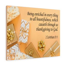 Scripture Canvas Thanksgiving to God 2 Corinthians 9:11 Christian Bible Verse Meaningful Framed Prints, Canvas Paintings Framed Matte Canvas 20x30