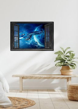 Spacecraft Star War Window View Movie For Housewarming 04 Framed Prints, Canvas Paintings Framed Matte Canvas 16x24