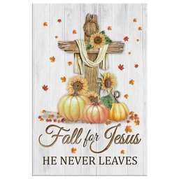 Fall For Jesus He Never Leaves Cross Pumpkin Canvas Gallery Painting Wrapped Canvas Canvas Print Autumn Thanksgiving Gifts Wrapped Canvas 20x30