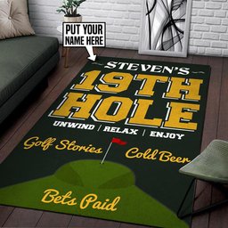 Personalized 19th Hole Golf Bar Man Cave Area Rug Carpet  Large (5 X 8 FT)