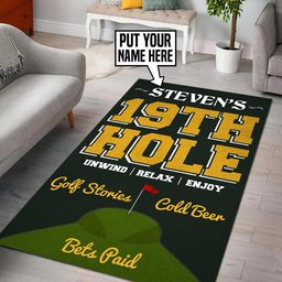Personalized 19th Hole Golf Bar Man Cave Area Rug Carpet  Medium (4 X 6 FT)