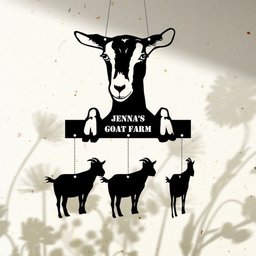 Custom Goat Farmhouse Metal Wind Chime, Personalized Goats Name Sign Decoration, Outdoor Tree Hanger, Gift for Farmer, Metal Farm Sign    Without LED 18 inches