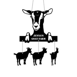 Custom Goat Farmhouse Metal Wind Chime, Personalized Goats Name Sign Decoration, Outdoor Tree Hanger, Gift for Farmer, Metal Farm Sign    Without LED 36 inches
