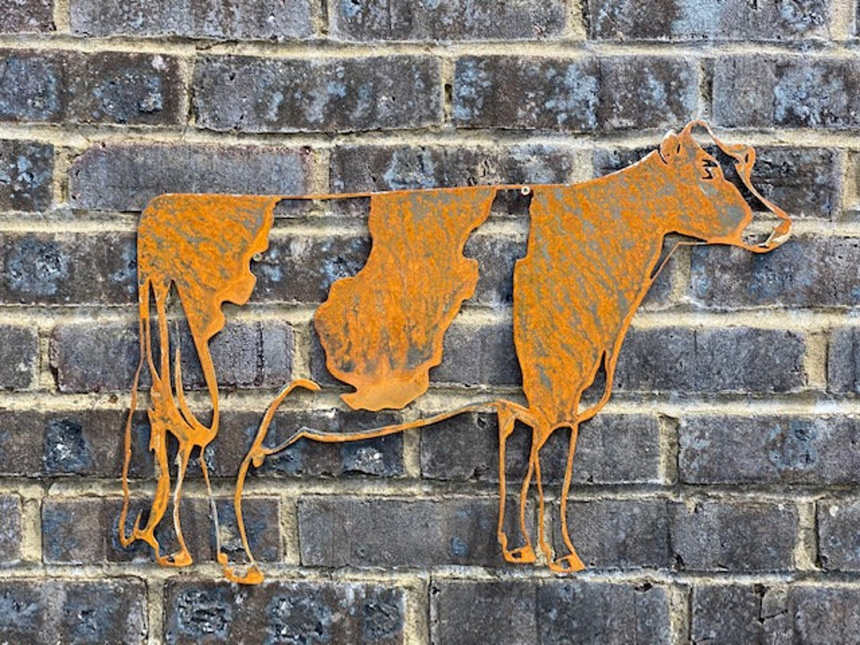 Rustic Cow Dairy Cattle Farm Animal Garden Wall Gate Rusty Metal Art S ...