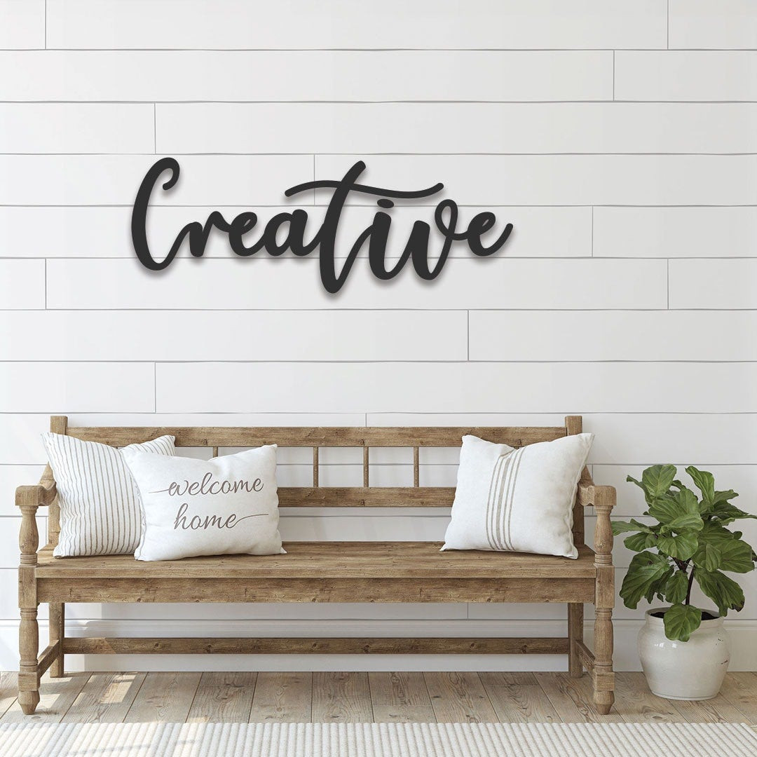 Creative Sign Creative Metal Word Inspirational Metal Cursive Word Sign ...