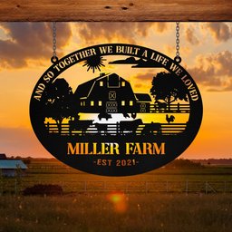 Personalized Metal Farm Sign Barn Cow Horse Pig Chicken Monogram Custom Outdoor Farmhouse Wall Decor Gift