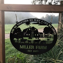 Personalized Metal Farm Sign Barn Cow Horse Pig Chicken Monogram Custom Outdoor Farmhouse Wall Decor Gift
