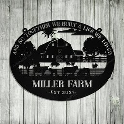 Personalized Metal Farm Sign Barn Cow Horse Pig Chicken Monogram Custom Outdoor Farmhouse Wall Decor Gift | Toptrendygear Print Cut Metal Sign 8x8in