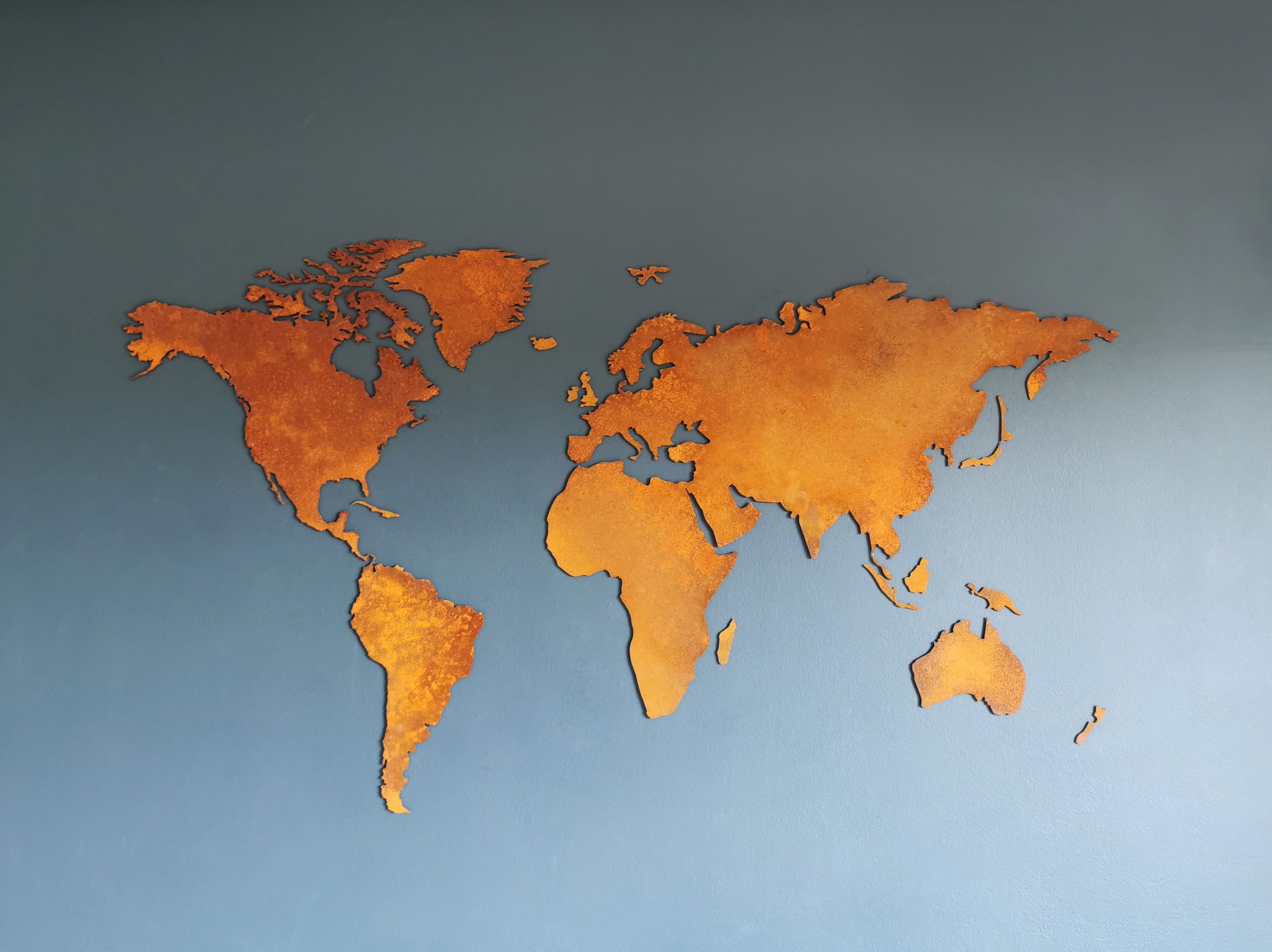 Image showcasing Rustic Metal World Map Wall Decor - Map, Industrial Metal Wall Art, Magnetic World Map Gift for ...