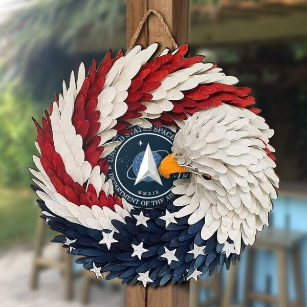 US Space Force American Flag With Eagle Shape Wooden Sign, Gifts For Veteran, Gifts For Memorial Day