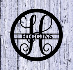 Round Monogram Personalized Family Name Sign, Metal Name Sign, Large Custom Monogram Family Sign    Without LED 12 inches