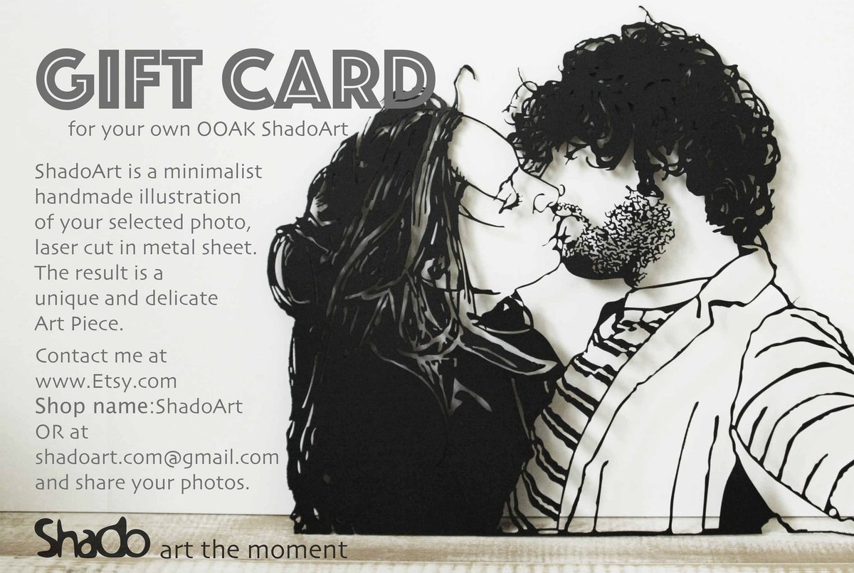 Gift Card Voucher, Custom Metal Wall Art, Personalised Laser Cut, Portrait From Photo, Custom Christmas gift, Wedding Gift For A Couple
