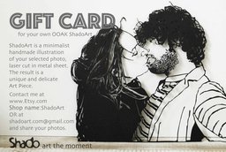 Gift Card Voucher, Custom Metal Wall Art, Personalised Laser Cut, Portrait From Photo, Custom Christmas gift, Wedding Gift For A Couple