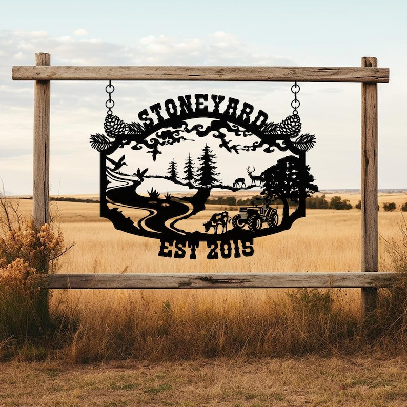 Personalized Farm House Metal Entrance Sign, Custom Metal Ranch Name Sign, Family Name Metal Sign,Best Anniversary Gift, Gift For Family
