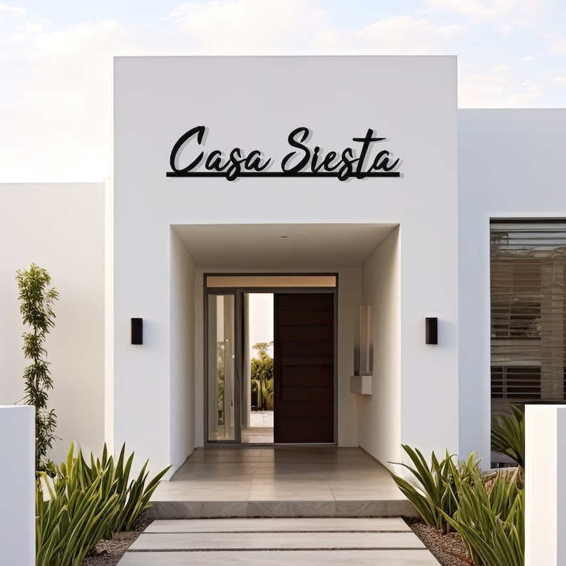 Custom Modern Metal Casa Name Sign, Personalized Villa Name Sign, Unique Custom Metal Family Name, Best Anniversary Gift, Gift For Family