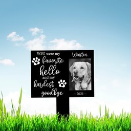 Toptrendygear Custom Dog Photo My Hardest Goodbye Dog Grave Marker Garden Stakes Dog Memorial Gift Custom Metal Signs