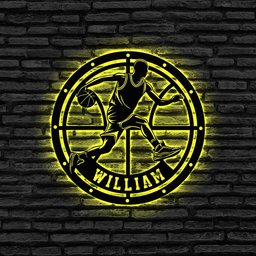 Custom Basketball Metal Sign With Led Light Basketball Player Gifts Basketball Wall Art Basketball Male Sign Gift For Him