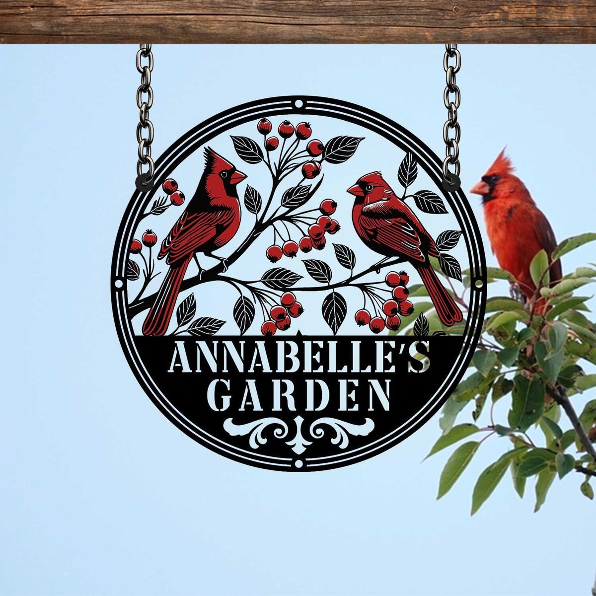 Custom A Pair Of Cardinals Wall Decor Cardinal Metal Sign Cardinals On Dogwood Flower Cardinal Bird Decor Garden Sign Couple Gift