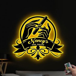 Custom Nail Salon Metal Wall Art Led Light Personalized Nail Salon Name Sign Nail Beauty Salon Decoration Nail Salon Decor