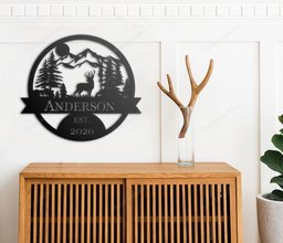Personalized Family Name Metal Sign Metal Monogram Sign Custom Metal Sign Laser Cut Metal Signs 12x12IN