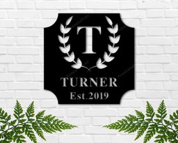 Personalized Metal Sign, Custom Last Name Sign, Family Name Sign, Metal Wall Art Split Monogram, Personalized Wedding Gift, Established Sign Laser Cut Metal Signs 12x12IN
