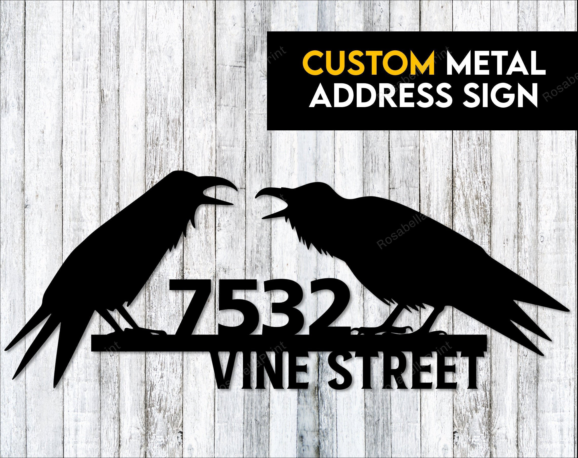 Raven Crow Metal Address Sign Custom Address Sign Crow Lover Gift Laser ...