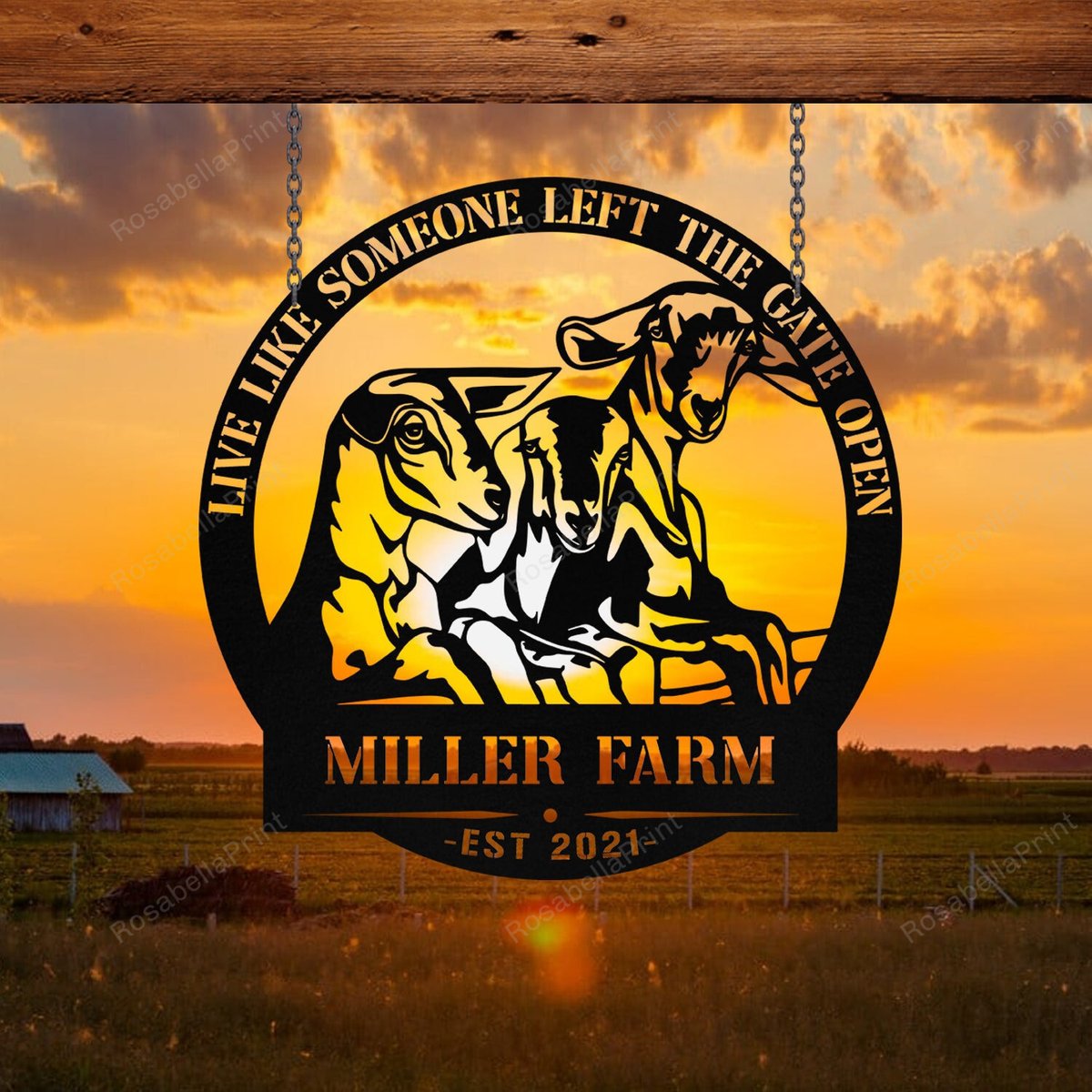 Personalized Metal Farm Sign Goat, Custom Outdoor Farmhouse, Metal Laser Cut Metal Signs  12x12IN