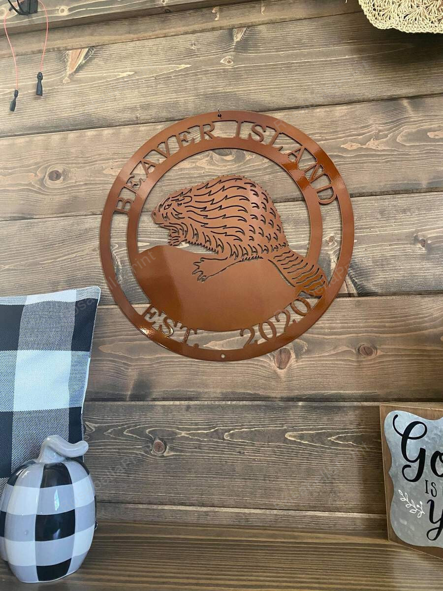 Personalized Beaver Sign Cut Metal Sign Metal House Sign Decorations ...