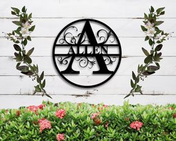 Custom Family Name Metal Sign Initial Sign Metal Monogram Sign Door Hanger Last Name Sign Metal Wall Art Metal Decorative Wall Art