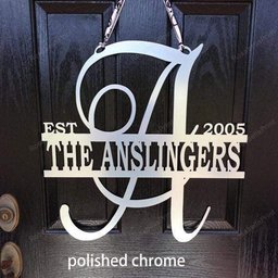 Fancy Script Monogrammed Metal Sign Cut Metal Sign Metal Wall Art Metal House Sign