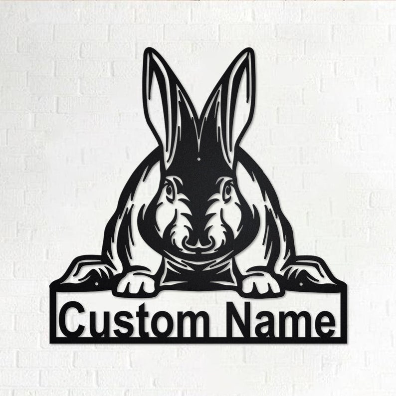 Name Sign For Rabbit Custom Rabbit Personalized Rabbit Name Sign Decoration For Room Rabbit ...