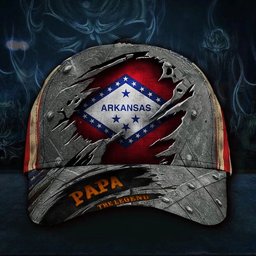 Arkansas Papa The Legend 3D Hat Vintage Usa Flag Cap Unique Best Gift For Dad Classic Cap