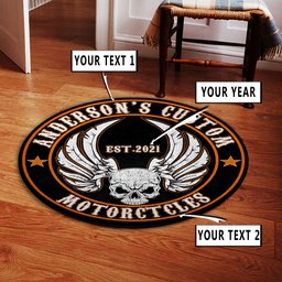 Personalized Motorcycle Biker Custom Garage Round Rug, Carpet 10333