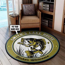 Personalized Lake House Fisher Welcome Round Rug, Carpet 06454