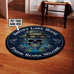 Personalized Lake House Fisher Welcome Round Rug, Carpet 06455