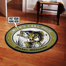Personalized Lake House Fisher Welcome Round Rug, Carpet 06454