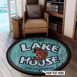 Personalized Barrel Lake House Round Rug, Carpet 06718