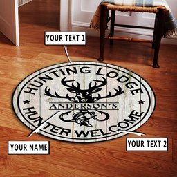 Personalized Hunting Fishing Rustic Round Rug, Carpet 10366