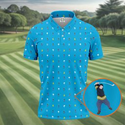 30th Anniversary Sport Movie Character Blue Golf Shirt - 3D Shirt (View 2)